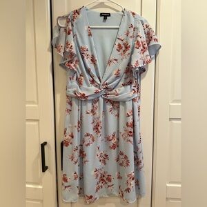 Express Light Blue Floral Midi Dress